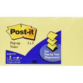Post-it Pop-up Notes, 3 x 5-Inches, Canary Yellow, 3 Packs of 100