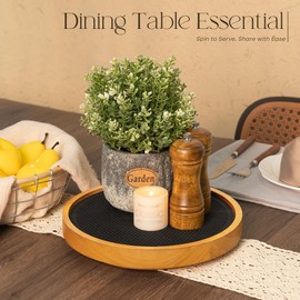 EOSAHR Wood Lazy Susan Organizer Turntable – Stylish 10.5" Lazy Susan Turntable for Cabinet, Table Top, Pantry & Kitchen Sink - Effortless Organization and Storage Solution (Light Brown)