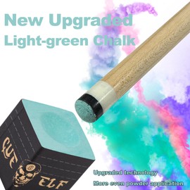 CUEELF Cube Pool Cue Chalk Technology Billiard Pool Stick Chalk with Storage Box Included (Light Green)