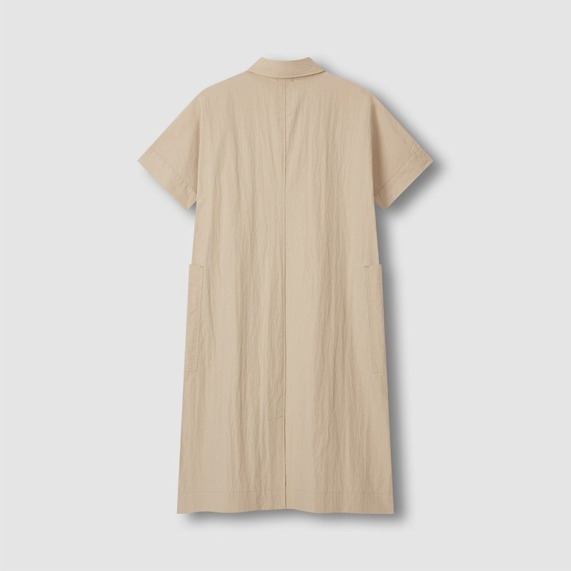 JAJU [JAJU] Women's Cotton Short Sleeve Dress_Beige