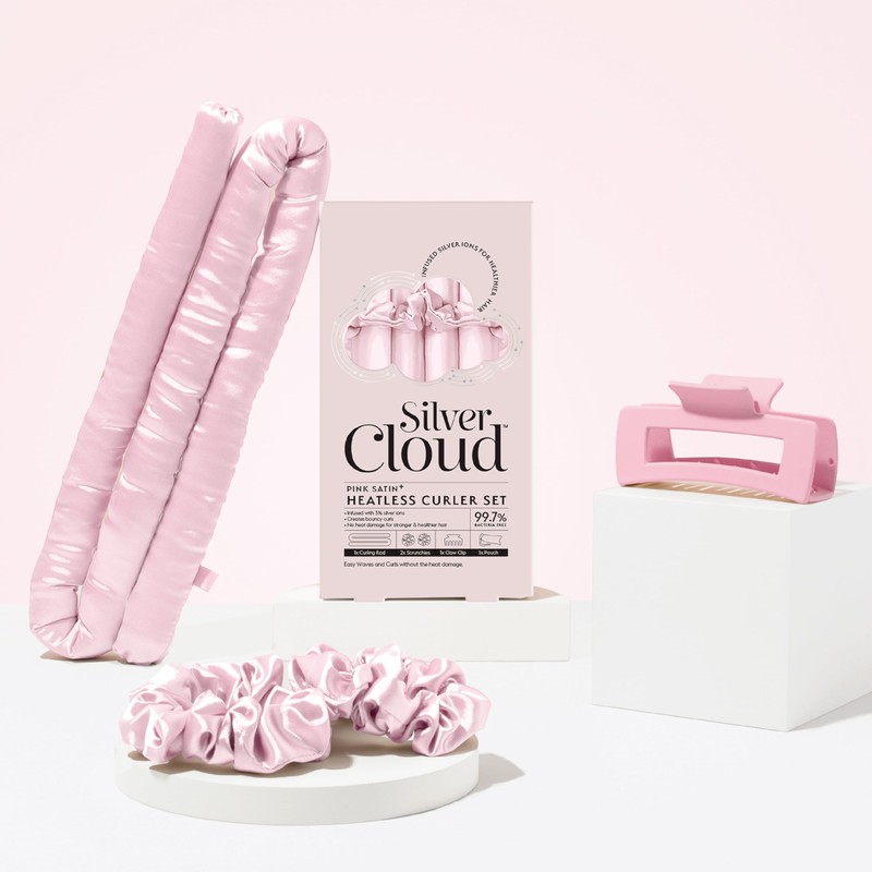 Silver Cloud Satin Heatless Curler Set Infused with Silver Ions