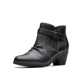 Clarks Women's Emily2 Opal Ankle Boot, Black Leather, 11