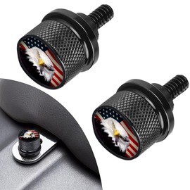 2 PCS Stainless Steel Knurled Fender Seat Bolt Screw 1/4"-20 Thread Compatible with Harley Sportster Touring Softail Dyna CVO Electra Glide Street Glide 1996-2020- American Eagle (Black)