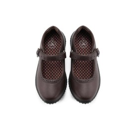 JABASIC Girl's Mary Jane School Uniform Shoes (13,Brown PU)