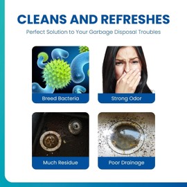 Garbage Disposal Cleaner and Deodorizer 24 Tablets: Maravello Sink Foaming Garbage Disposer Freshener - Kitchen Drain Cleaning Pods with Lemon Fresh Formula - 1 Year Supply