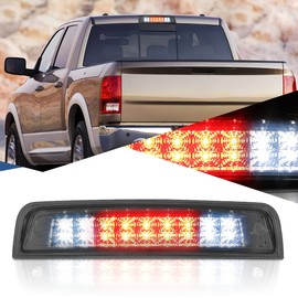 Auto Dynasty Dual Row 18 LED Rear Tail Center High Mount Stop Lamp Third Brake Cargo Light Compatible with Dodge Ram 1500 2500 3500 09-18, Chrome Housing, Smoke Lens