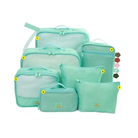 TANGYANGNY® 7-Piece Packing Cubes, Clothes Bags, Suitcase Organiser for Holidays and Travel, Organiser for Suitcases, Light Green