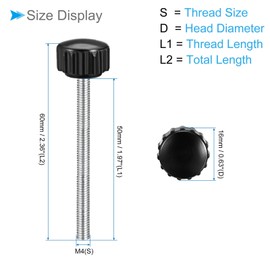 CoCud ナット付き親指ネジ M4スレッド50mmスレッド長16mmラウンドヘッド プラスチックノブクランピングネジ (用途: 鋸盤用) 10個