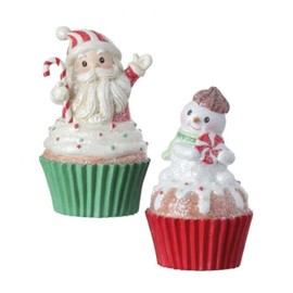 Regency International 5.5" Resin Candy Santa/Snowman Cupcake, Set of 2 Assortment