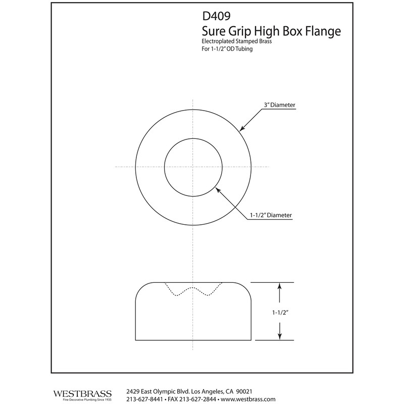 Westbrass R409-26 1-1/2" OD Opening x 3" OD Exterior Diameter