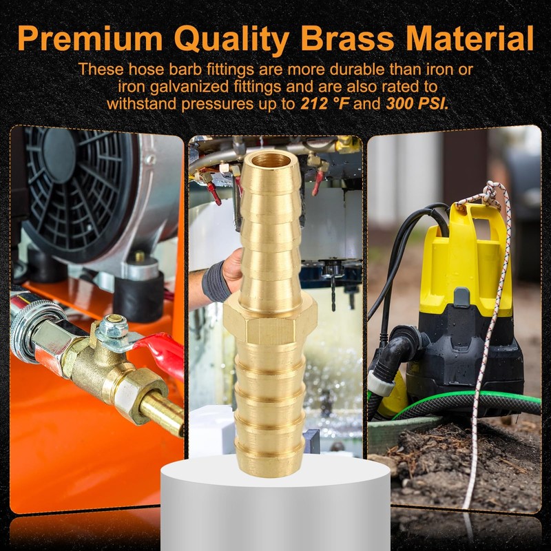 sourcing map 3pcs 10mm to 6mm Brass Hose Barb Fitting