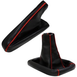 Aerzetix 41DG0017BR0017C Handbrake Gaiter Artificial Leather Black Red.
