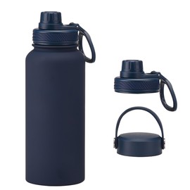 ​Aiivow Navy 32 OZ Insulated Water Bottle, Large Metal Insulated Stainless Steel Water Flask, Big Sports Travel Water Bottle with 2 Lids, Insulated Thermos Thermal Mug Cup
