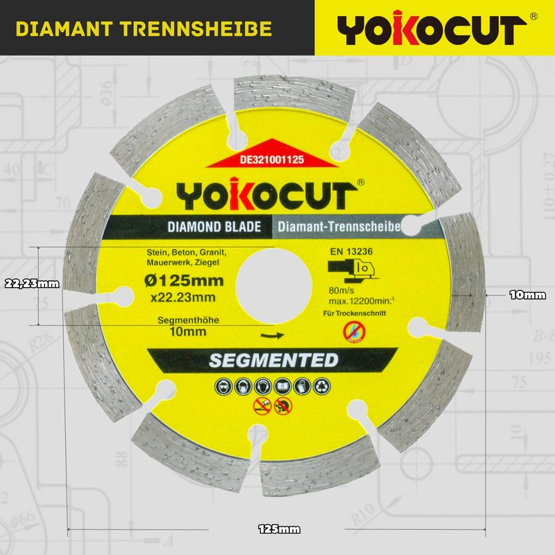 YOKOCUT Diamond Cutting Disc 125 mm, Diamond Cutting Disc Set