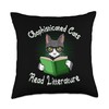Funny Cat Litter Sophisticated Cats Read Litterature Kitty Throw Pillow