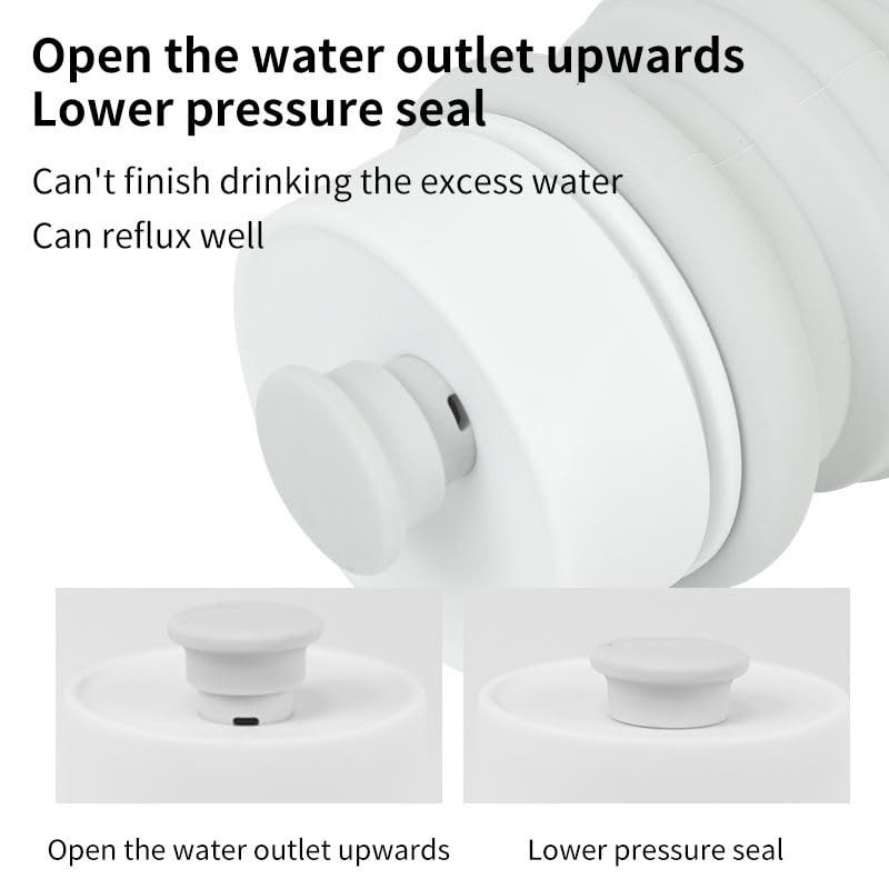 Portable Dog Water Bottle with Foldable Bowl, 550ml, White, Leak-Proof