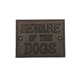 Treasure Gurus Cast Iron Beware of Dogs Warning Caution Sign Rustic Home Front Porch Garden Gate Plaque