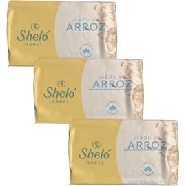 Sheló Nabel Jabón de Arroz, Extractos Naturales, Barra de 100 g, Pack de 3
