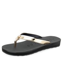 Aerosoles Women's JACE Flip-Flop, Gold Mirror/Black, 10