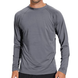 Arcweg Rashguard Men Long Sleeves Diving UV Protection UPF 50+ Elastic Rash Vest Loose Fit Top Swimming Quick Drying Surfing Pool T-Shirt Sports Top Rash Dark Grey L(UK)