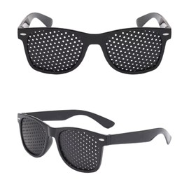 Bettinay 2PCS Black Pinhole Glasses, Hole Glasses Unisex for Eye Training, Eyesight Strengthen for Children Adult Use