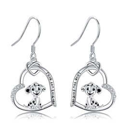 DAYLINLOVE Dalmatian Earrings S925 Sterling Silver Dangle Drop Dog Earrings Dalmatian Jewelry Gifts for Women Dalmatian Lovers