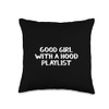Good Girl With A Hood Playlist Throw Pillow