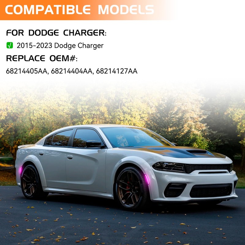 FetonAuto Dynamic Pink Purple LED Side Marker Lights for Dodge