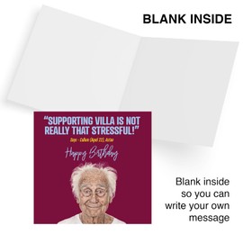 Punkcards - Villa Birthday Card, Funny Football Birthday Card, Aston Villa Fan, Supporter Birthday Card