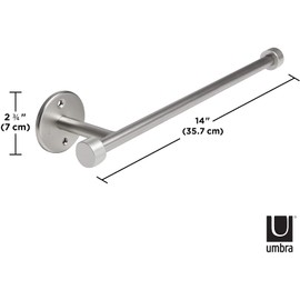 Umbra Cappa Wall Mount or Under The Counter Paper Towel Holder, 14"L x 3.75"W x 2.6"H, Nickel