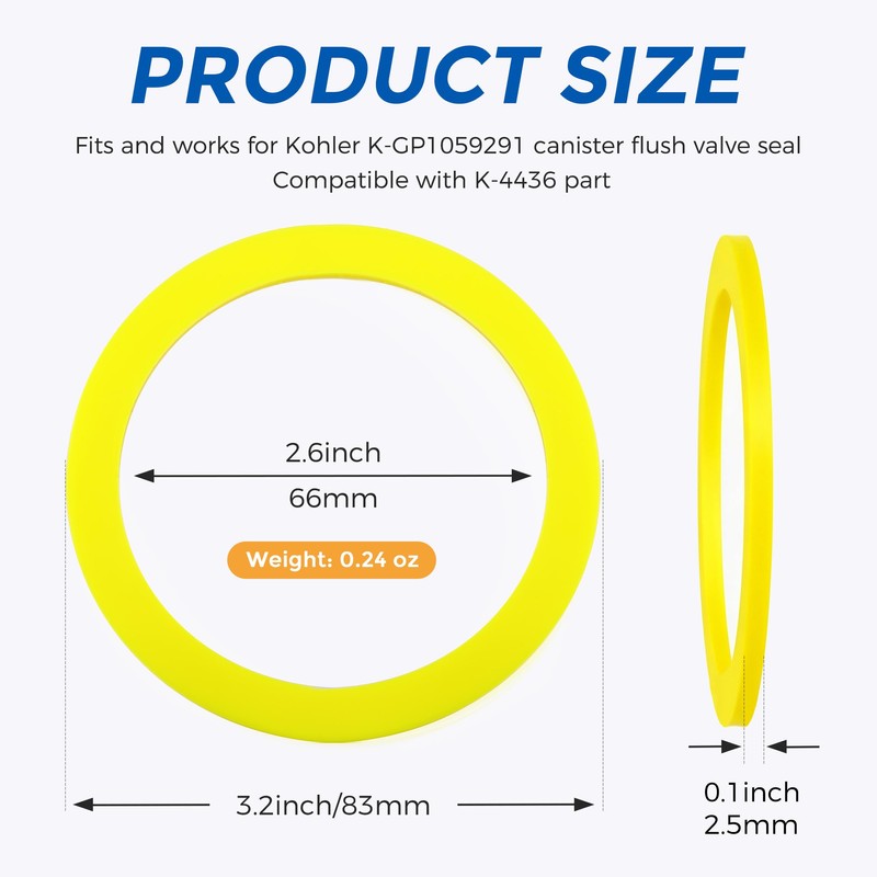 5 Pack GP1059291 Canister Flush Valve Seal Replacements For Kohler