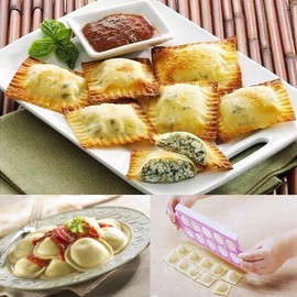Kovcfon 2 PCS Mould for Round Ravioli Square Italian Ravioli Trays Mold Ravioli Stamp Maker Cutter Set for Ravioli Pasta Dumpling