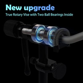 EUPHENG Madison True Rotary Vise with Two Ball Bearings Inside More Smooth Fly Tying Vise with 360 Degree Rotation Easy Adjustment of Rotation Resistance 26 to 4/0 Hook Sizes (Matt Gunsmoke)