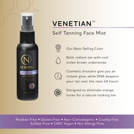 Norvell Norvell Venetian Sunless Self Tanning Mist for Face - Non Comedogenic Facial Bronzing Tanner Spray for Natural Sun-Kissed Glow, 2 fl.oz.