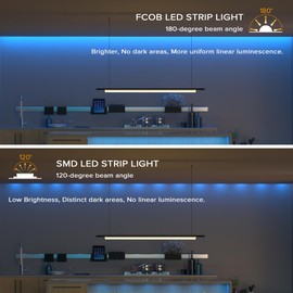 FCOB COB Blue Flexible High Density LED Strip 480LEDs/m 9W/m 16.4FT/5M DC12V 8mm Wide CRI90+ Dimmable Uniform LED Light for DIY Decoration (Power Supply and Control Not Included)