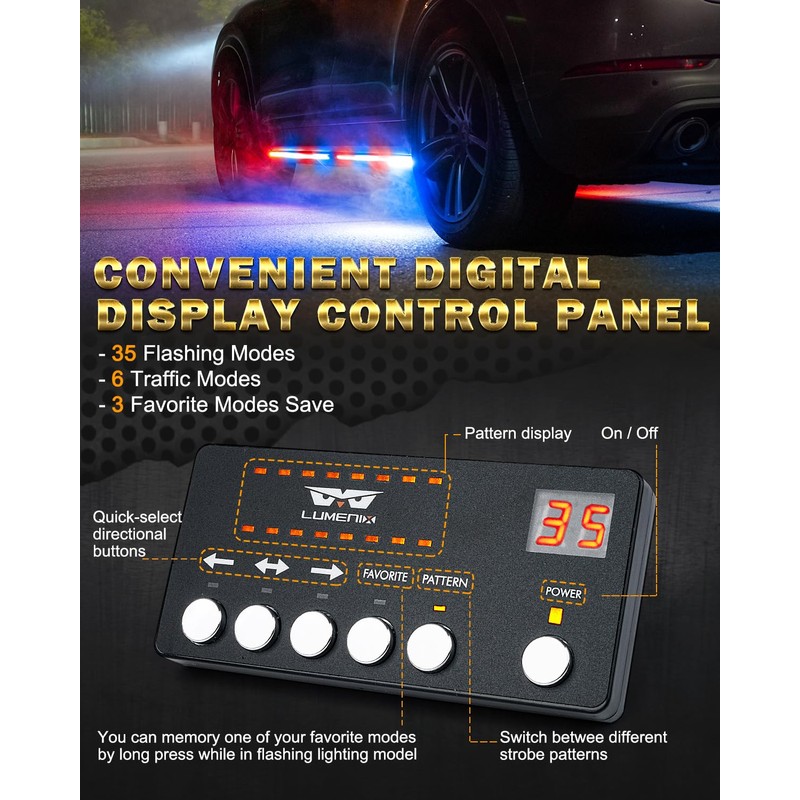 LUMENIX 70 Inch Emergency Running Board Rigid Strobe Lights Strip