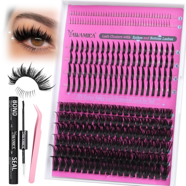 Yawamica Lash Extension Kit Wispy Lash Clusters 12-18mm with 14-20mm