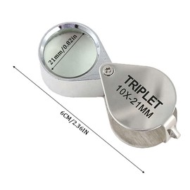 WUSJCOF Juwelier Magnifying Glass, 10x Magnification Metal Folding Magnifier for Gemstones, Jewellery, Rocks, Antiques, Stamps, Coins, Models, Photos