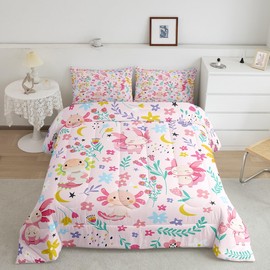 Feelyou Cute Axolotl Bedding Set Cartoon Salamander Comforter Set for Kids Boys Girls Teens Room Decor Kawaii Ocean Sealife Reptile Animal Comforter Twin Size Botanical Floral Duvet Set 2Pcs