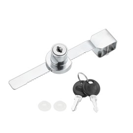 PATIKIL 1 Pack Sliding Glass Door Ratchet Lock with 2 Keys 5.6x0.6inch, Silver