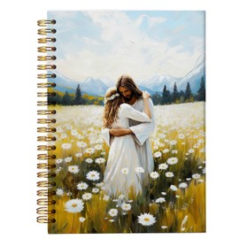 bitCNY Daisy Floral Christian Jesus Spiral Notebook, Jesus Hugs Women Religious Journal, Prayer Journal for Woman, Christian Gifts for Women, Bible Notebooks for Note Taking, 5.5x8.3 Inch