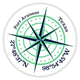 Port Aransas Texas 2-Inch Vinyl Decal Sticker Latitude Longitude Compass Design