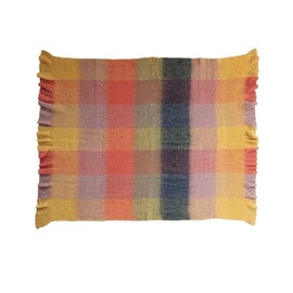 Creative Co-Op Patterned Wool and Acrylic Ruffled Throw Blanket, Multicolor
