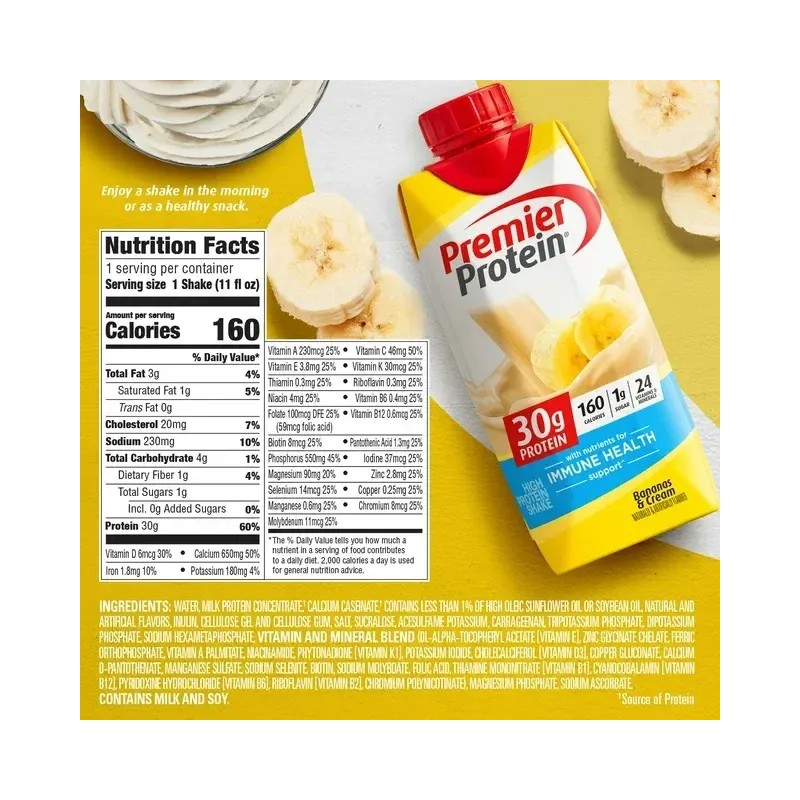 Leche Líquida Premier Protein Sabor Banana 4pack