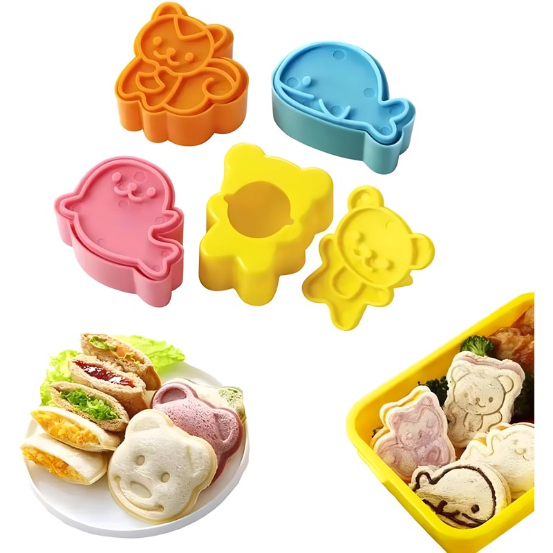 YOFAN 7pcs Bear Shape Sandwich Mold Cutters Set,Bread Sandwich Shapers