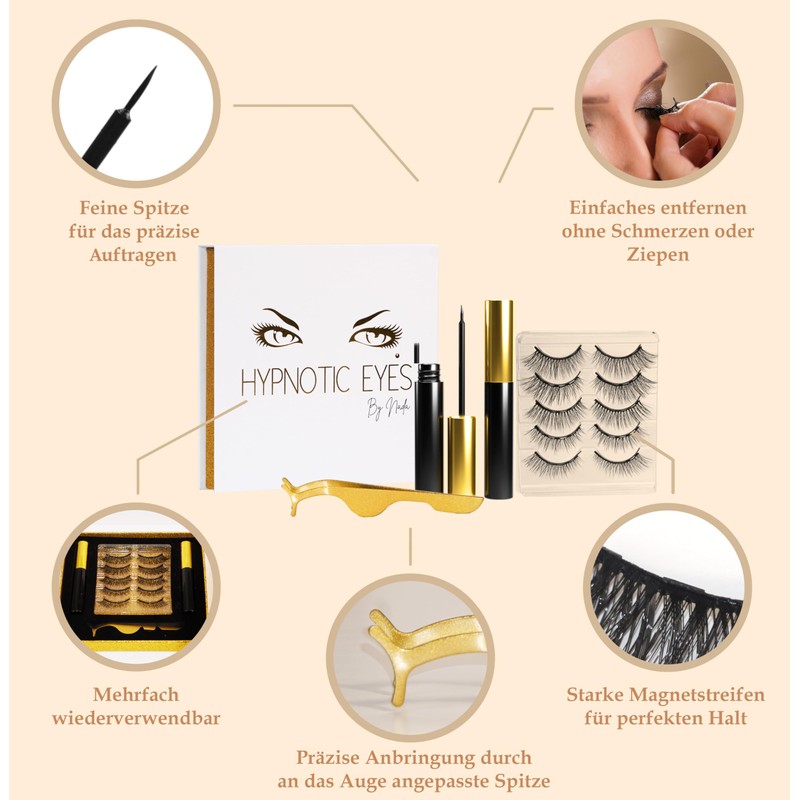 HYPNOTIC EYES Magnetic Eyelashes with Eyeliner, Set of 5 Pairs