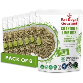 Eat Regal Cilantro & Lime Rice, 8.8 oz (Pack of 6) | Ready to Eat | Microwave in 85 Seconds | No Refrigeration Needed | Vegan & Gluten-Free | Quick Healthy Meal or Side Dish