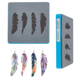 SUPERDANT Feather Cutting Dies 4 Shapes Feather Earring Wooden Die Cutting Stencil Scrapbooking DIY Craft Die Cut Faux Leather Cutting Dies Machine for Women Girls Jewelry Keychain Gifts