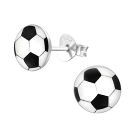 Bungsa© Football Children's Ear Studs .925 Sterling Silver Munich – Real Jewellery Studs Earrings Boys Girls)