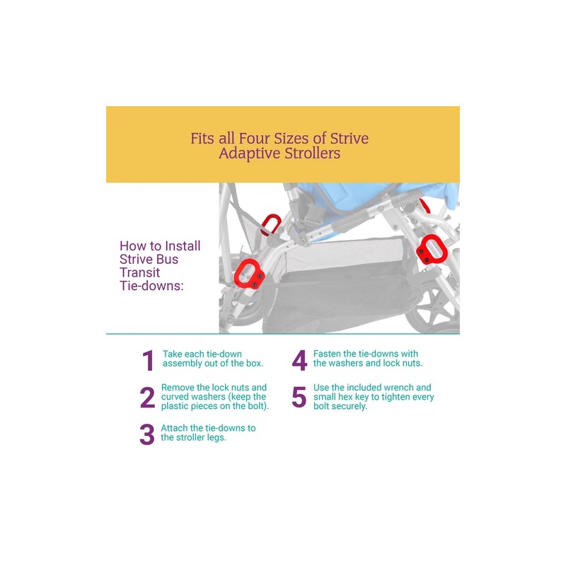 Circle Specialty Bus Transit Tie-Downs for Strive Adaptive Stroller –